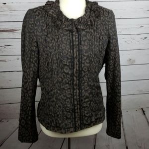 T TAHARI Sz 12 Animal Print Long Sleeve Blazer